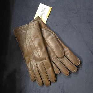 Isotoner Men's Leather Fur Lined Gloves - Size Med.